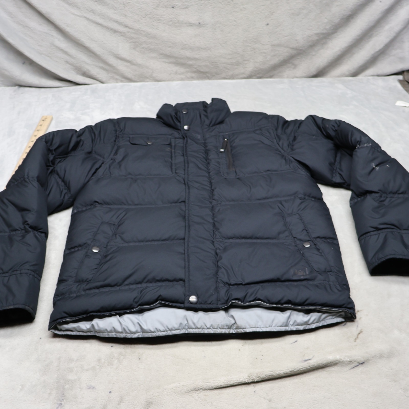 Rei Jacket Boys Xl 18 Black Full Zip Ripstop Light Pack Puffer Quilted Outdoor
